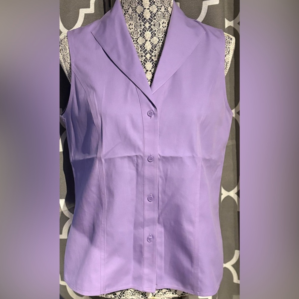 Jones New York Purple Sleeveless Button-Down Shirt